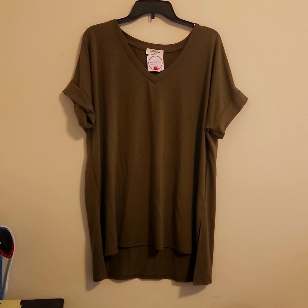 Zenana long olive top